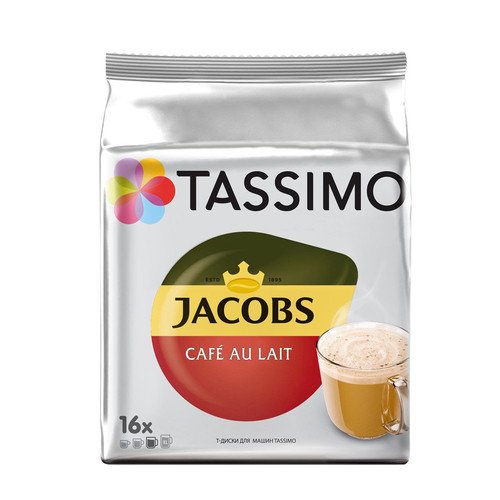 Картинка Кофе в капсулах Tassimo Jacobs cafe au lait 16 шт