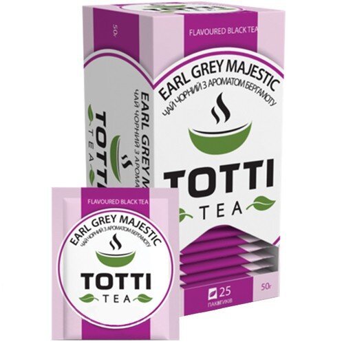 Зображення Чорний чай TOTTI Tea Ерл Грей Маджестик в пакетиках 25 шт