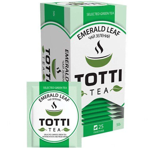 Картинка Зеленый чай TOTTI Tea Изумрудный лист в пакетиках 25 шт