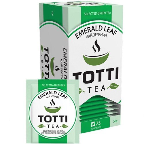 Зображення Зелений чай TOTTI Tea Смарагдовий лист в пакетиках 25 шт