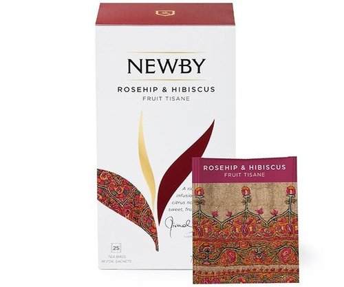 Картинка Фруктовый чай Newby Шиповник и гибискус в пакетиках 25 шт (310160)