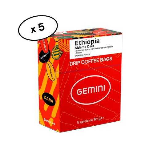 Кофе дрип Gemini Ethiopia Sidamo Dara Natural 5 шт