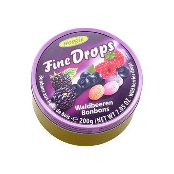 Картинка Леденцы Woogie Fine Drops со вкусом лесных ягод 200 г, жестяная банка