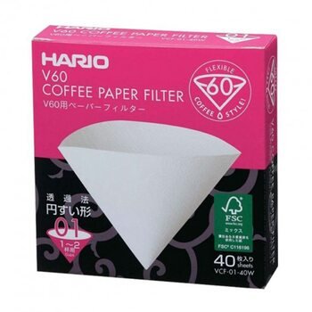 Зображення Фільтри для пуровера Hario, V60 01 паперові білі 40 шт