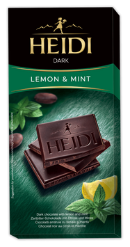 Картинка Черный шоколад Heidi Dark Lemon & Mint с лимоном и мятой 80 г
