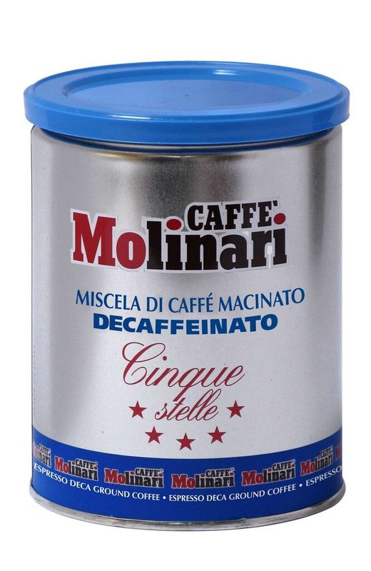 Зображення Кава мелена Caffe Molinari Five stars decaffeinato (п'ять зірок без кофеїну) ж / б 250 г