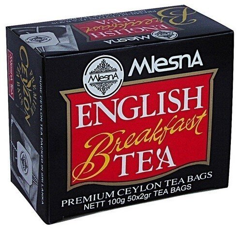 Картинка Черный чай Английский завтрак в пакетиках и конвертах Млесна картонная коробка 100 г