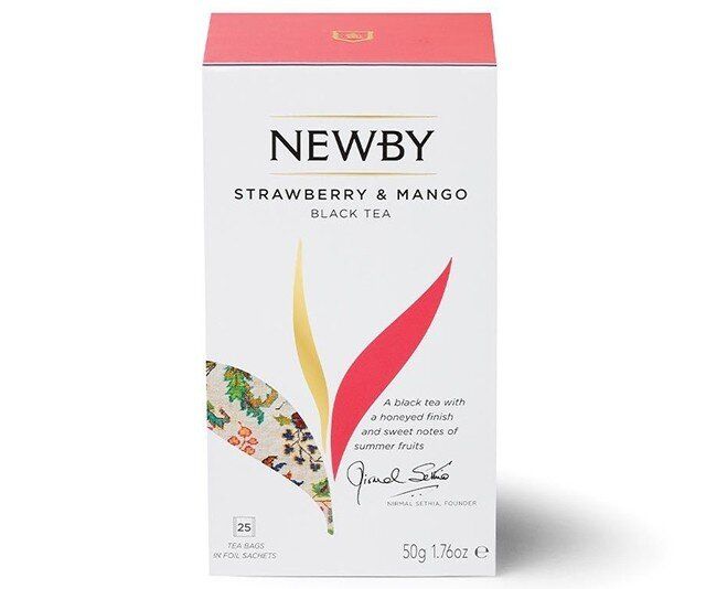 Зображення Чорний чай Newby Полуниця і Манго в пакетиках 25 шт (310130)