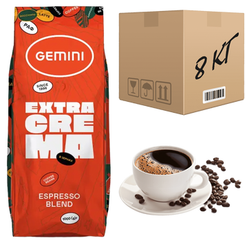 Картинка Кофе в зернах Gemini Extra Crema 1 кг (ящик 8кг)