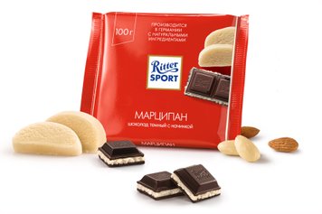 Картинка Черный шоколад Ritter Sport Марципан 100 г