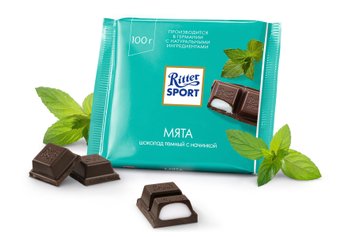 Картинка Черный шоколад Ritter Sport Мята 100 г