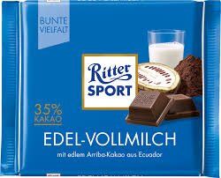 Зображення Молочний шоколад Ritter Sport Шляхетний молочний 35% какао 100 г