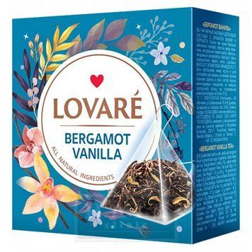 Зображення Чай чорний Lovare Bergamot Vanilla з ароматом ванілі і бергамоту у пірамідках 15 шт