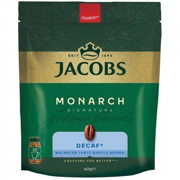 Картинка Кофе растворимый Jacobs Monarch, оригинал, б/коф эконом.пакет 60 г