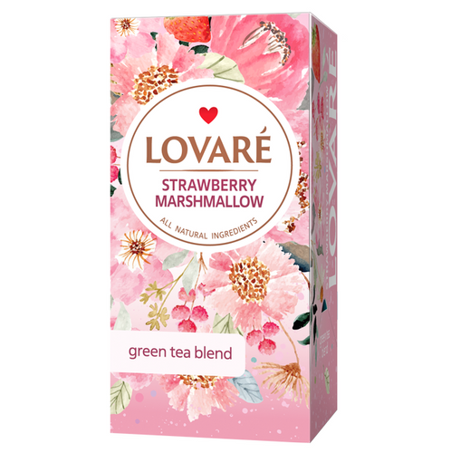 Картинка Чай зеленый Lovare Strawberry marshmallow 24 шт