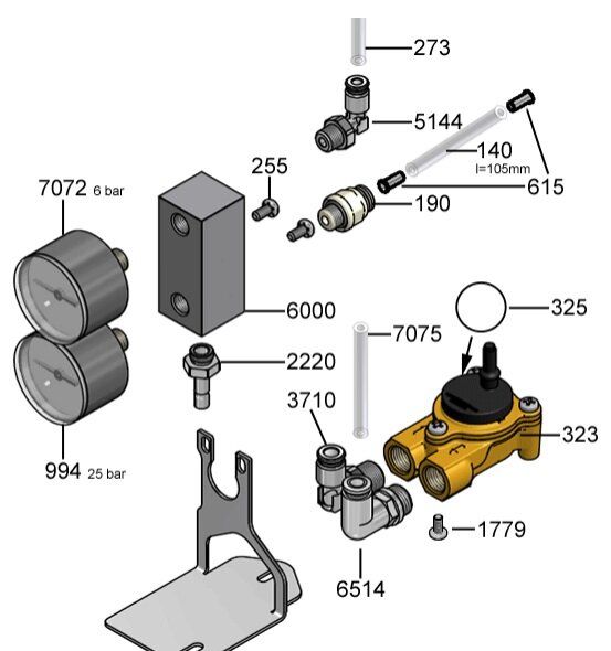 Картинка 1Y320088 Коннектор L-под. 930м-6F-D1 / 4K кофейный клапан Franke(560.0005.595)