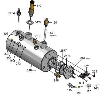 Картинка 1T310610 Бойлер пары кофемашины Evolution (560.0004.952)