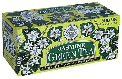 Картинка Зеленый чай Жасмин в пакетиках Млесна картонная коробка 100 г
