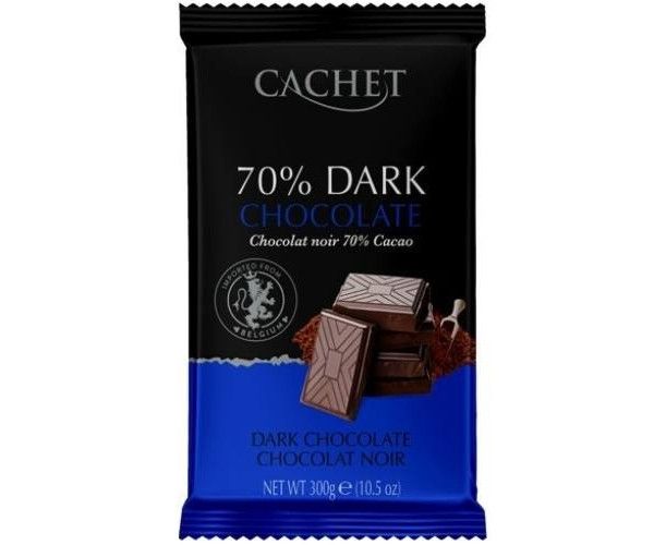 Картинка Экстра черный шоколад Cachet Dark 70% 300 г