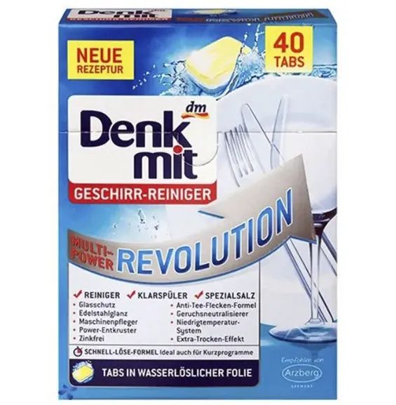 Таблетки для посудомийної машини DenkMit Multi-Power Revolution, 40 капсул, 850 г