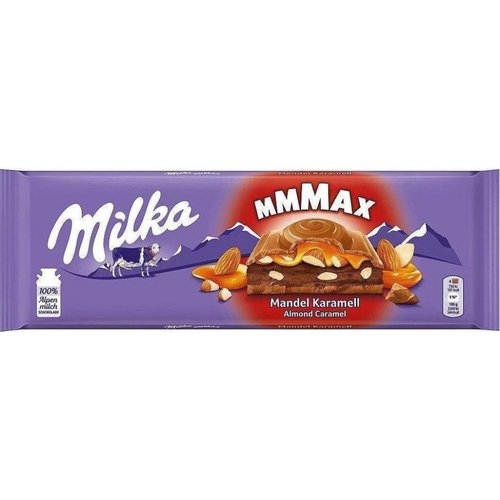 Зображення Молочний шоколад Milka Almond Caramel мигдальні горіхи, шматочки карамелі 300 г