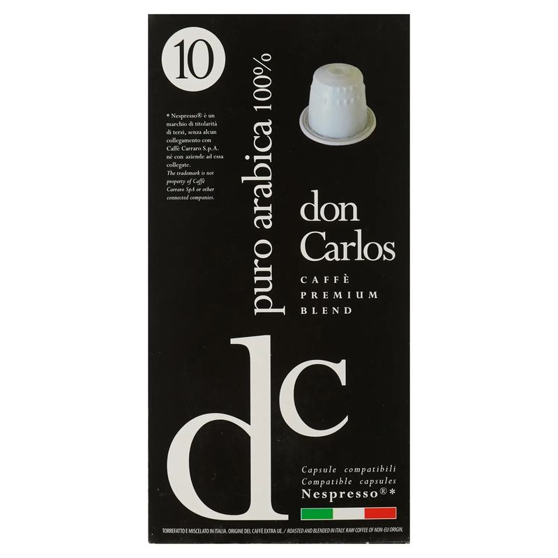 Картинка Кофе в капсулах Carraro Don Carlos Nespresso Arabica, 10 капсул