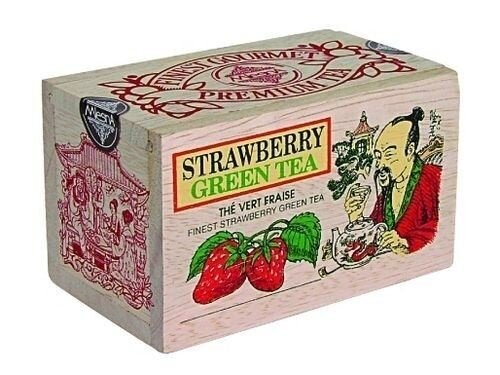 Зображення Зелений чай Полуниця Млесна дерев'яна коробка 100 г